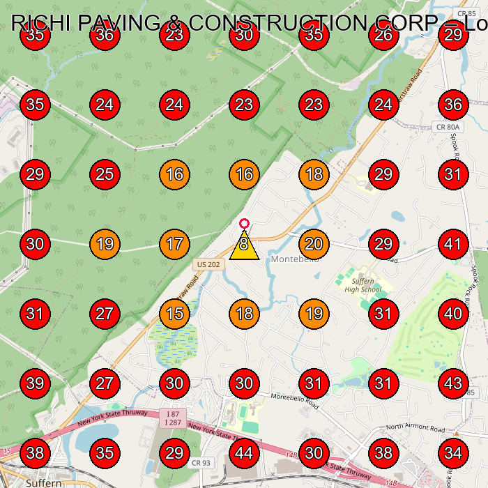 RICHI PAVING & CONSTRUCTION CORP GeoGrid visibility map for Paving Contractor in Monsey